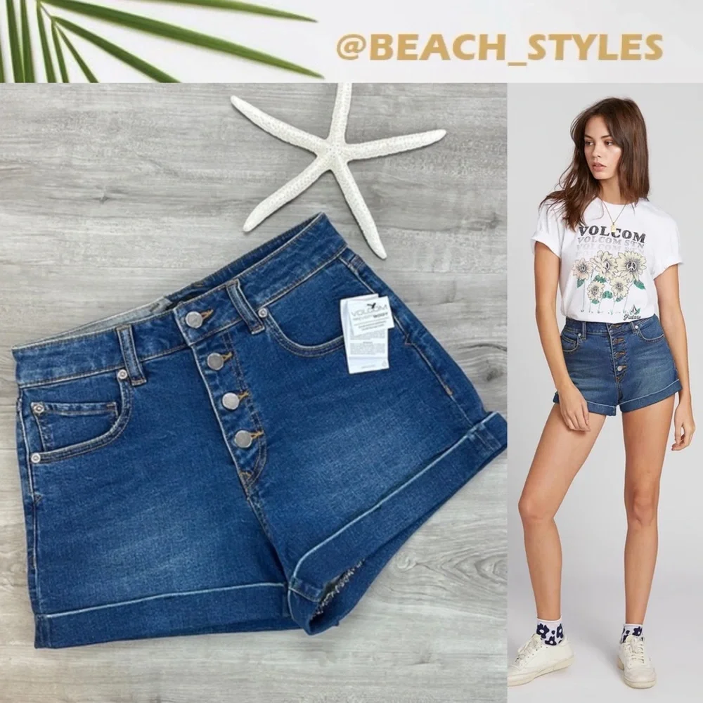 🔆VOLCOME🔆 VOL STONE HIGH RISE SHORTS - Picture 1 of 12